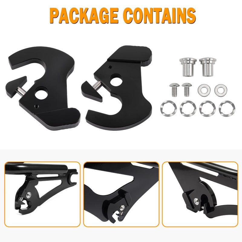 PBYMT Black Detachable Mounting Luggage Rack Clips Sissy Bar Latch Clips Fit for Harley Davidson Softail Sportster Touring Street Glide Road King Electra Glide 1986-2024 - Image 3